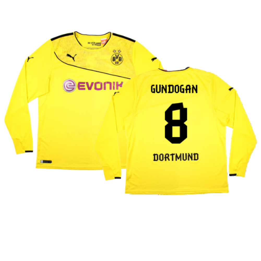 '13-'14 Borussia Dortmund Special Winter Edition Long Sleeve Home Shirt ) (Very Good) (Gundogan Polyester Made By: Puma Men's Yellow Xxl