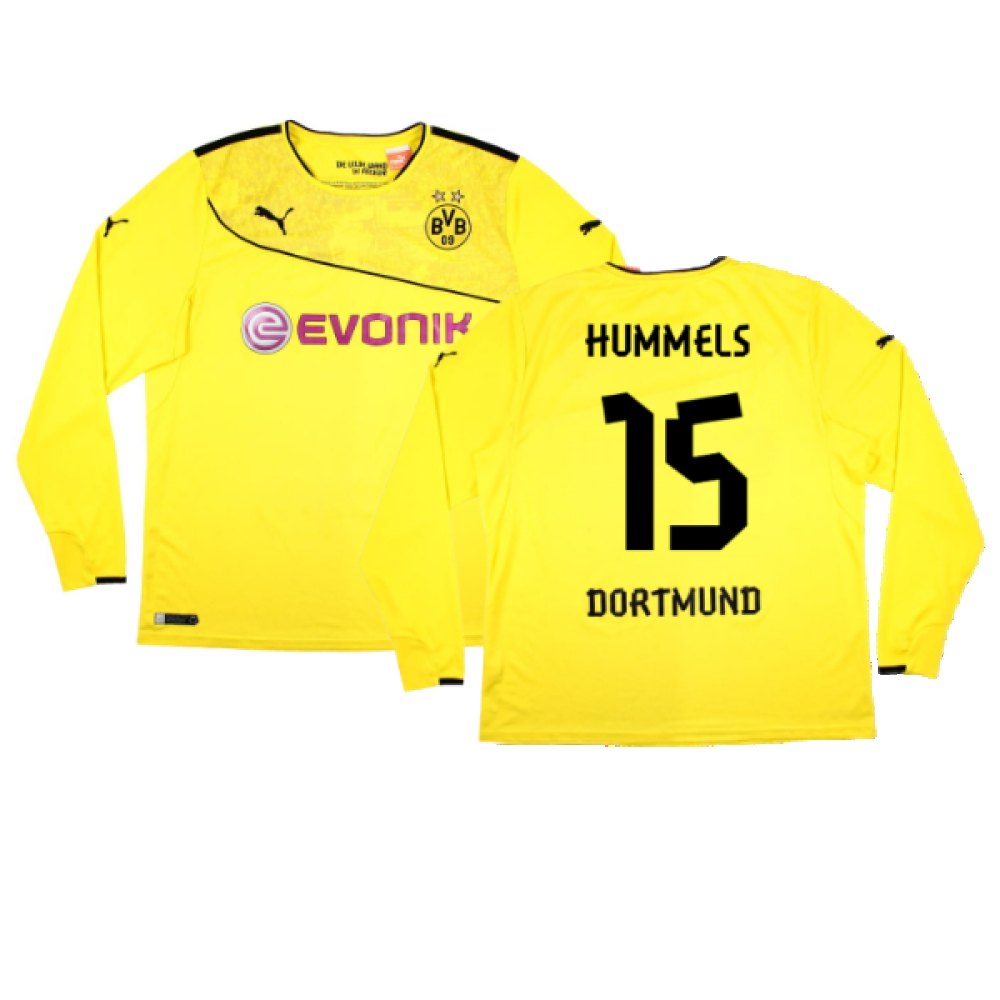 '13-'14 Borussia Dortmund Special Winter Edition Long Sleeve Home Shirt ) (Very Good) (Hummels 1 Polyester Made By: Puma Men's Yellow Xxl