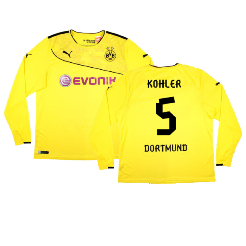 '13-'14 Borussia Dortmund Special Winter Edition Long Sleeve Home Shirt ) (Very Good) (Kohler 5) Polyester Made By: Puma Men's Yellow Xxl