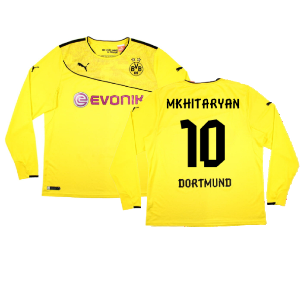'13-'14 Borussia Dortmund Special Winter Edition Long Sleeve Home Shirt ) (Very Good) (Mkhitarya Polyester Made By: Puma Men's Yellow Xxl