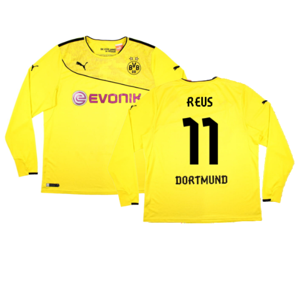 '13-'14 Borussia Dortmund Special Winter Edition Long Sleeve Home Shirt ) (Very Good) (Reus 11) Polyester Made By: Puma Men's Yellow Xxl