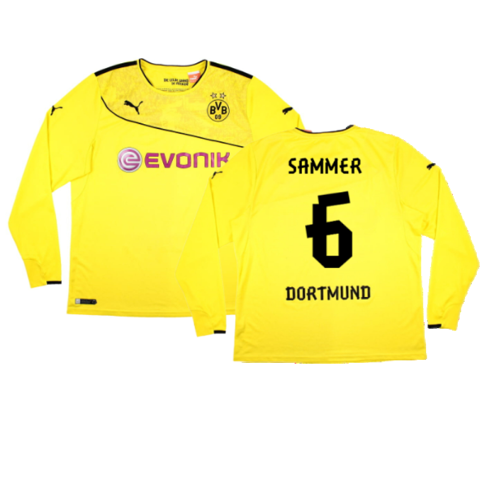 '13-'14 Borussia Dortmund Special Winter Edition Long Sleeve Home Shirt ) (Very Good) (Sammer 6) Polyester Made By: Puma Men's Yellow Xxl