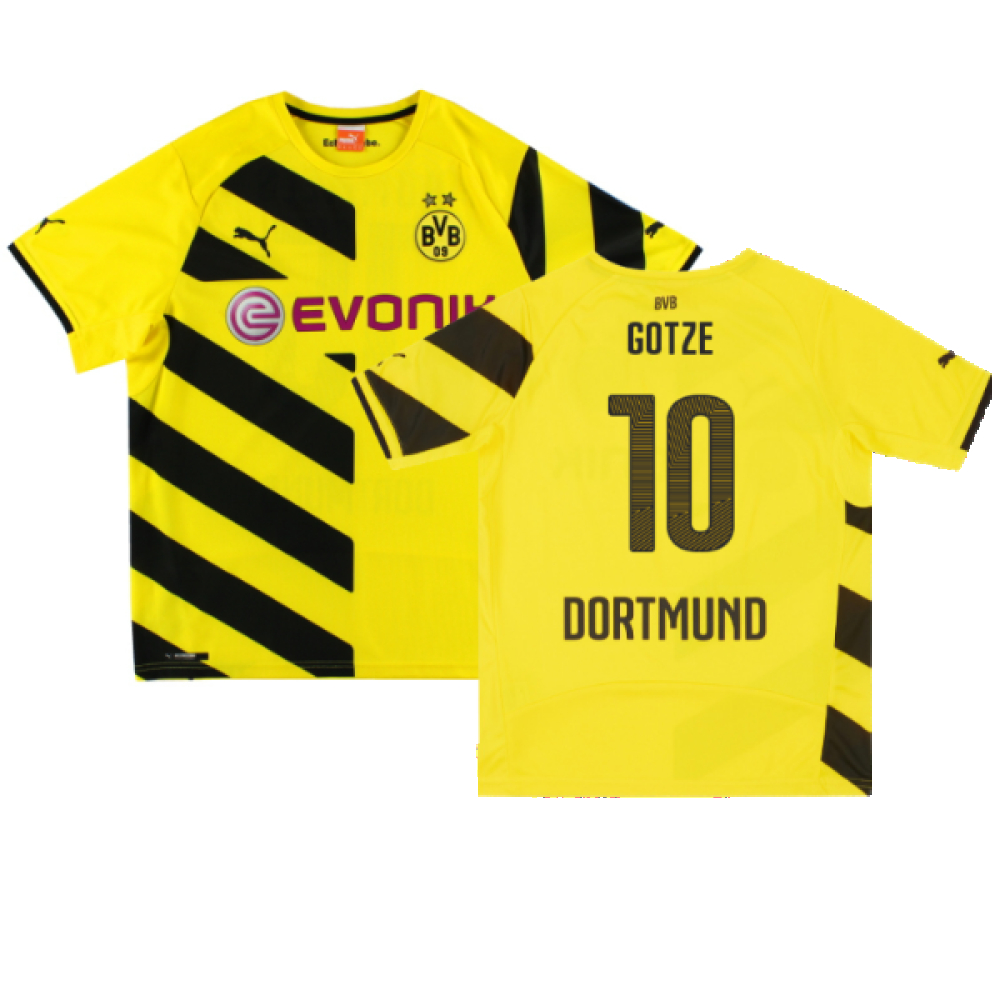 '14-'15 Borussia Dortmund Home Shirt ) (Very Good) (Gotze 10) Polyester Made By: Puma Men's Yellow Xxl