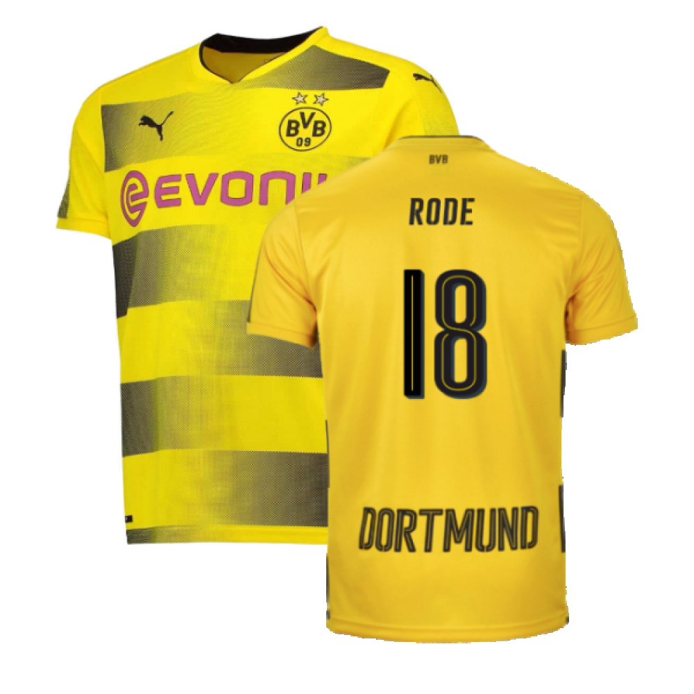 '17-'18 Borussia Dortmund Home Shirt (S) (Very Good) (Rode 18) Polyester Made By: Puma Men's Yellow Small