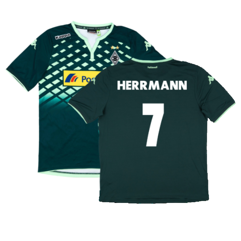 '15-'16 Borussia Monchengladbach Away Shirt (Mint) (Herrmann 7) Polyester Made By: Kappa Men's Green Large