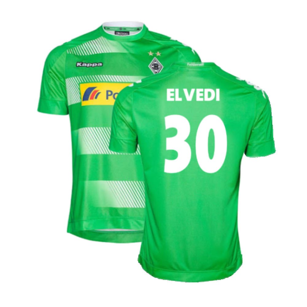 '16-'18 Borussia Monchengladbach Away Shirt (M) Hazard #10 (Very Good) (Elvedi 30) Polyester Made By: Kappa Men's Green Medium