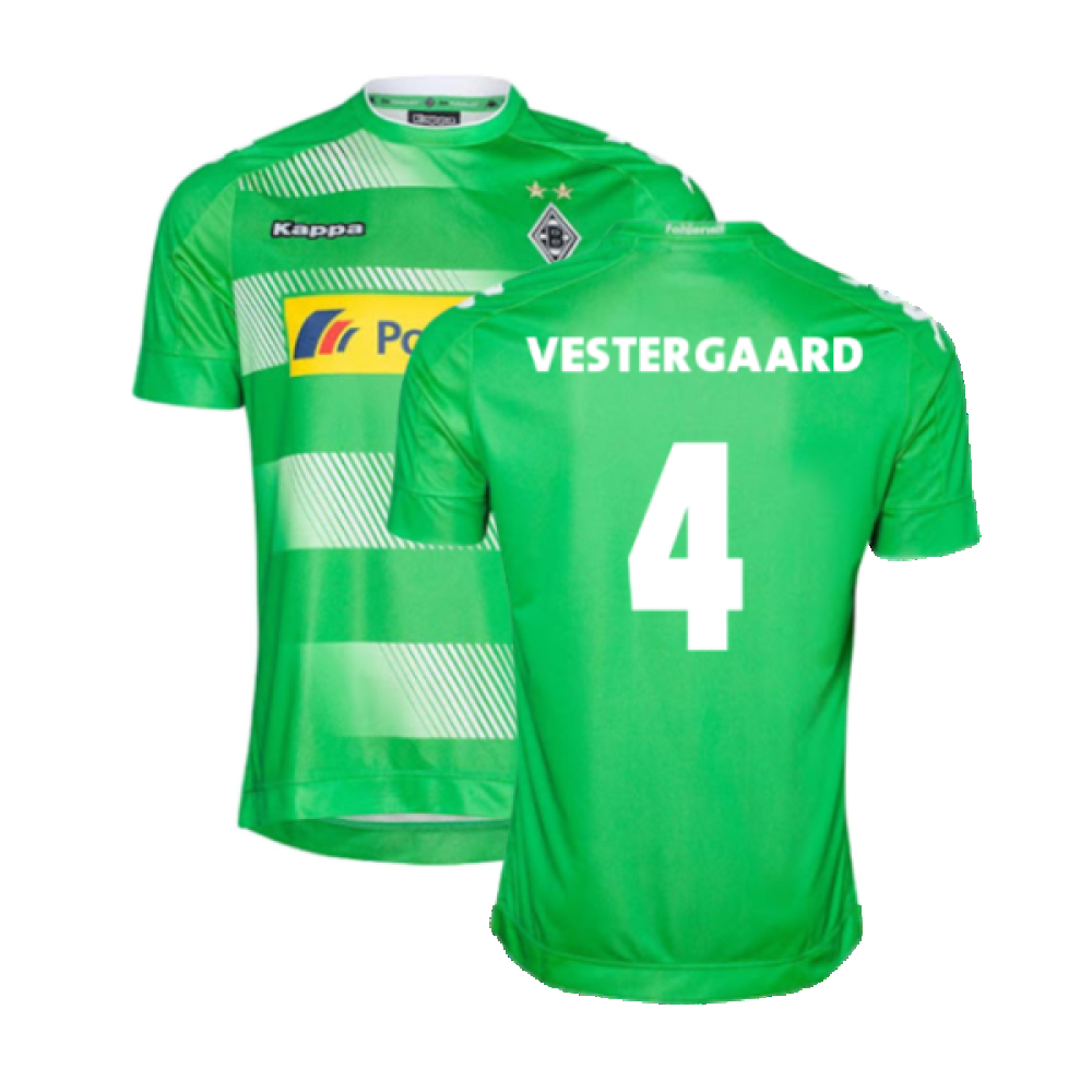 '16-'18 Borussia Monchengladbach Away Shirt (M) Hazard #10 (Very Good) (Vestergaard 4) Polyester Made By: Kappa Men's Green Medium