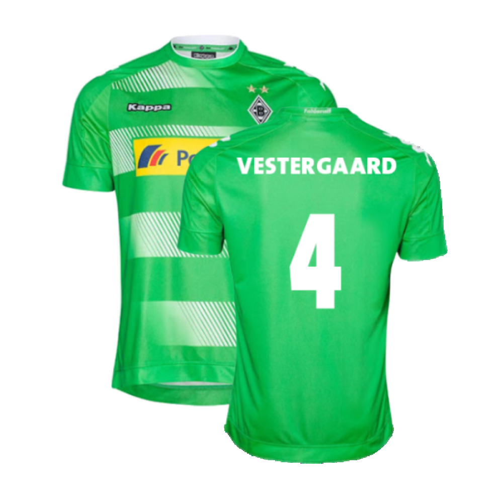 '17-'18 Borussia Monchengladbach Away Shirt (Excellent) (Vestergaard 4) Polyester Made By: Kappa Men's Green Medium