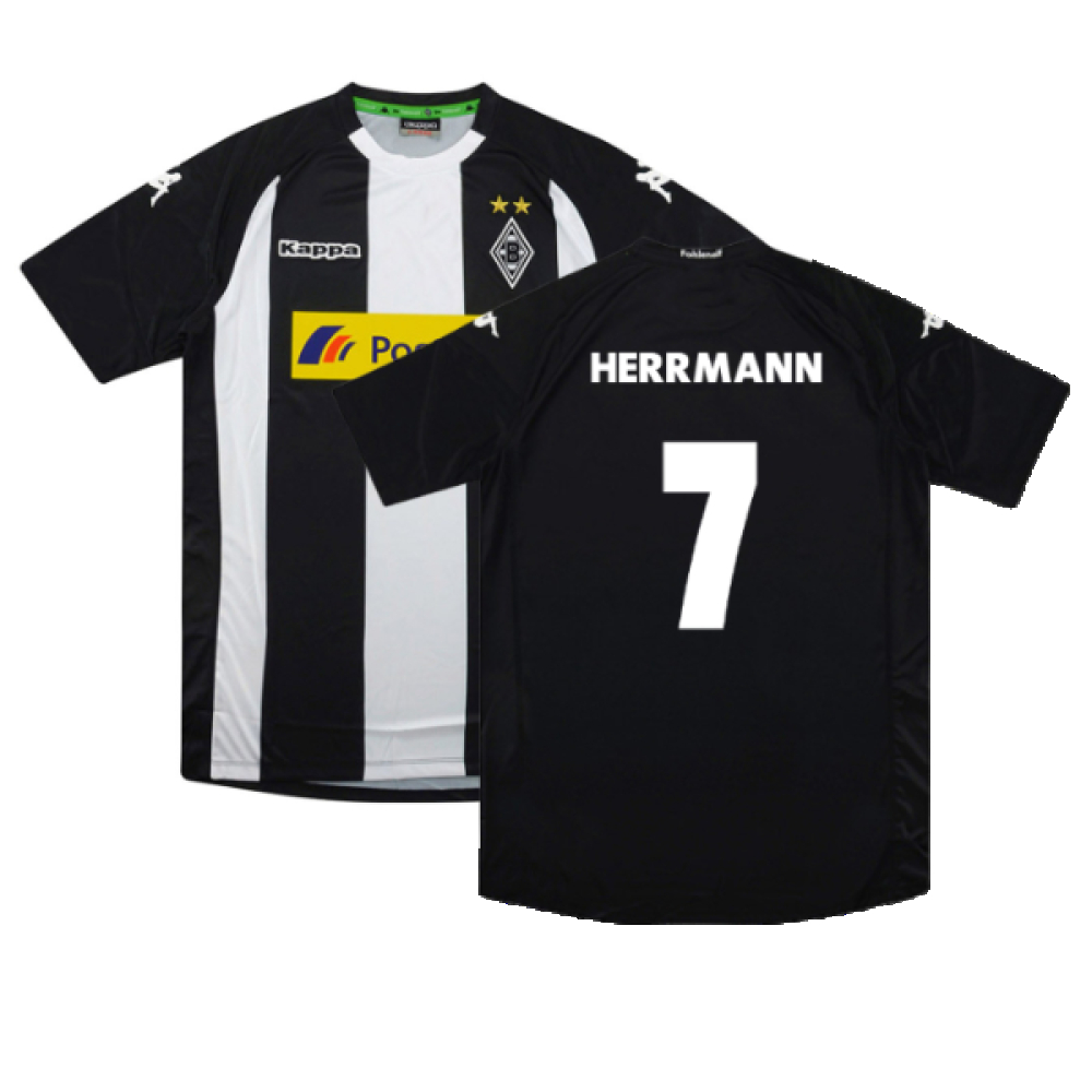 '17-'18 Borussia Monchengladbach Third Shirt (M) (Mint) (Herrmann 7) Polyester Made By: Kappa Men's Black Medium