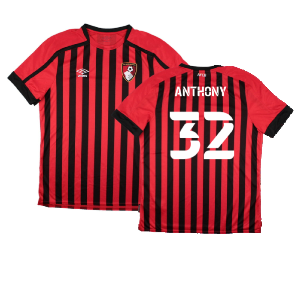 '21-'22 Bourenmouth Home Shirt (Sponsorless) (M) (Mint) (Anthony 32) Polyester Bournemouth Made By: Umbro Men's Red Medium