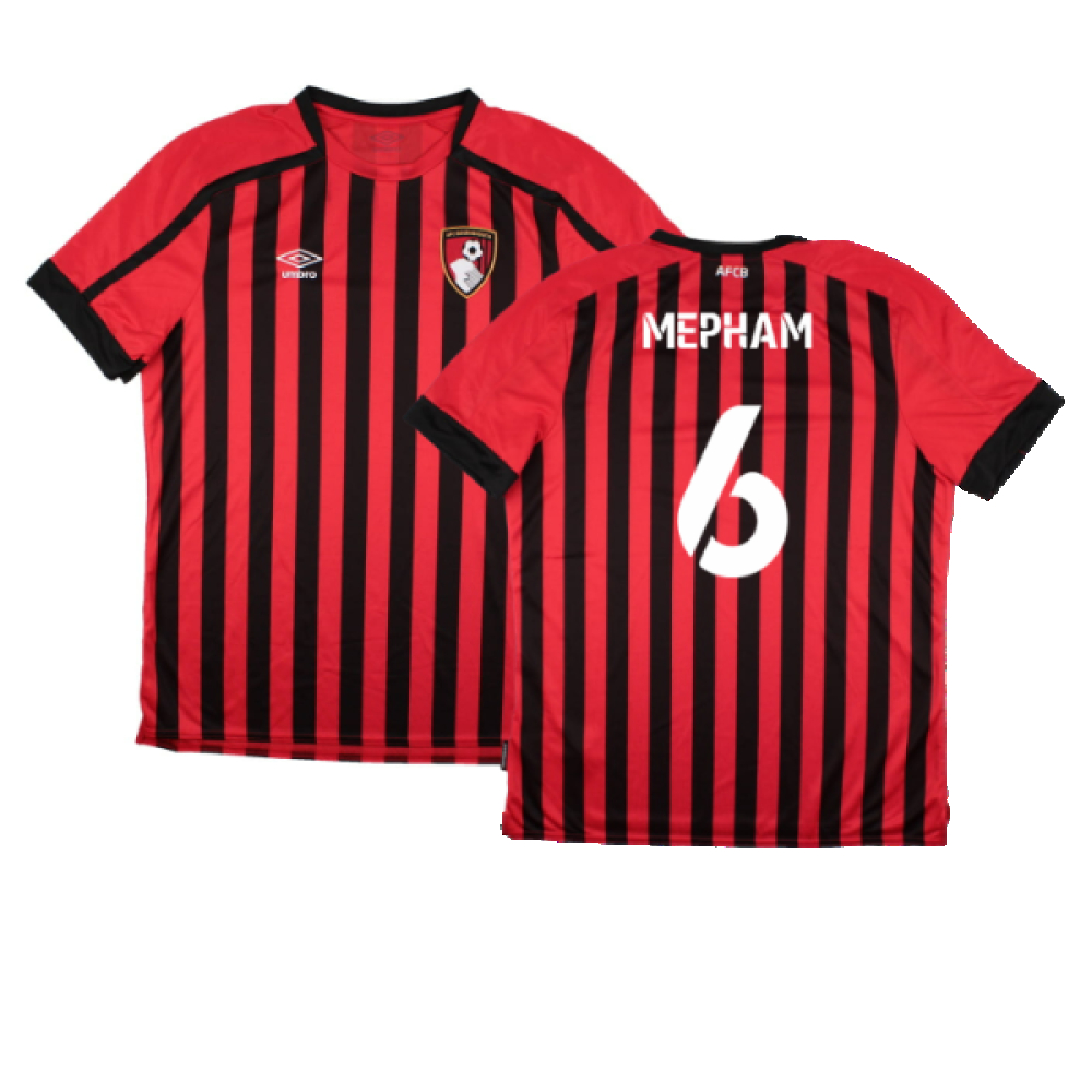 '21-'22 Bourenmouth Home Shirt (Sponsorless) ) (Excellent) (Mepham 6) Polyester Bournemouth Made By: Umbro Men's Red Extra Large