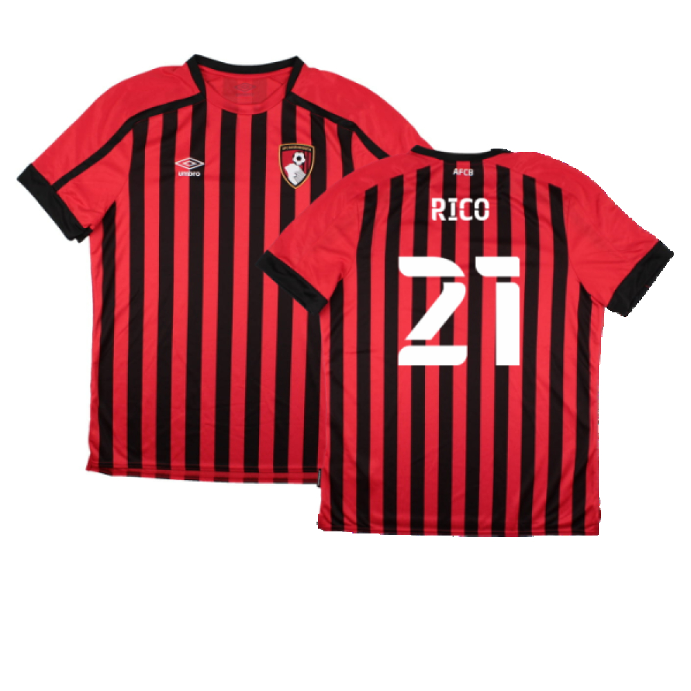 '21-'22 Bourenmouth Home Shirt (Sponsorless) (M) (Mint) (Rico 21) Polyester Bournemouth Made By: Umbro Men's Red Medium