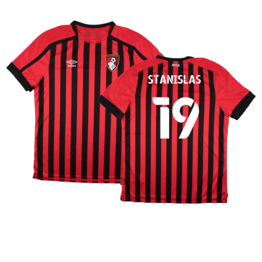 '21-'22 Bourenmouth Home Shirt (Sponsorless) ) (Mint) (Stanislas 19) Polyester Bournemouth Made By: Umbro Men's Red Extra Large
