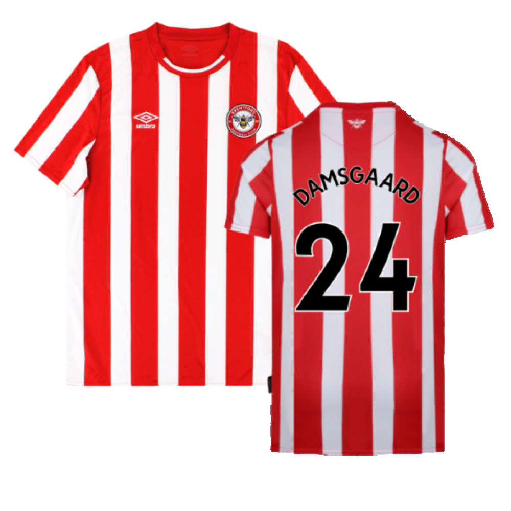 '21-'23 Brentford Home Shirt ) (Mint) (Damsgaard 24) Polyester Made By: Umbro Men's Red Xxl