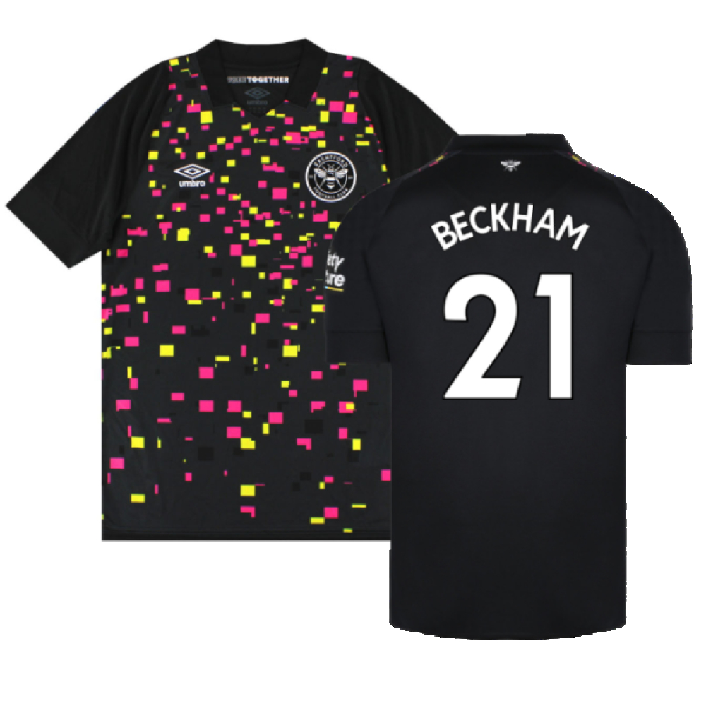 '22-'23 Brentford Third Shirt (Sponsorless) (S) (Excellent) (Beckham 21) Polyester Made By: Umbro Men's Black Small