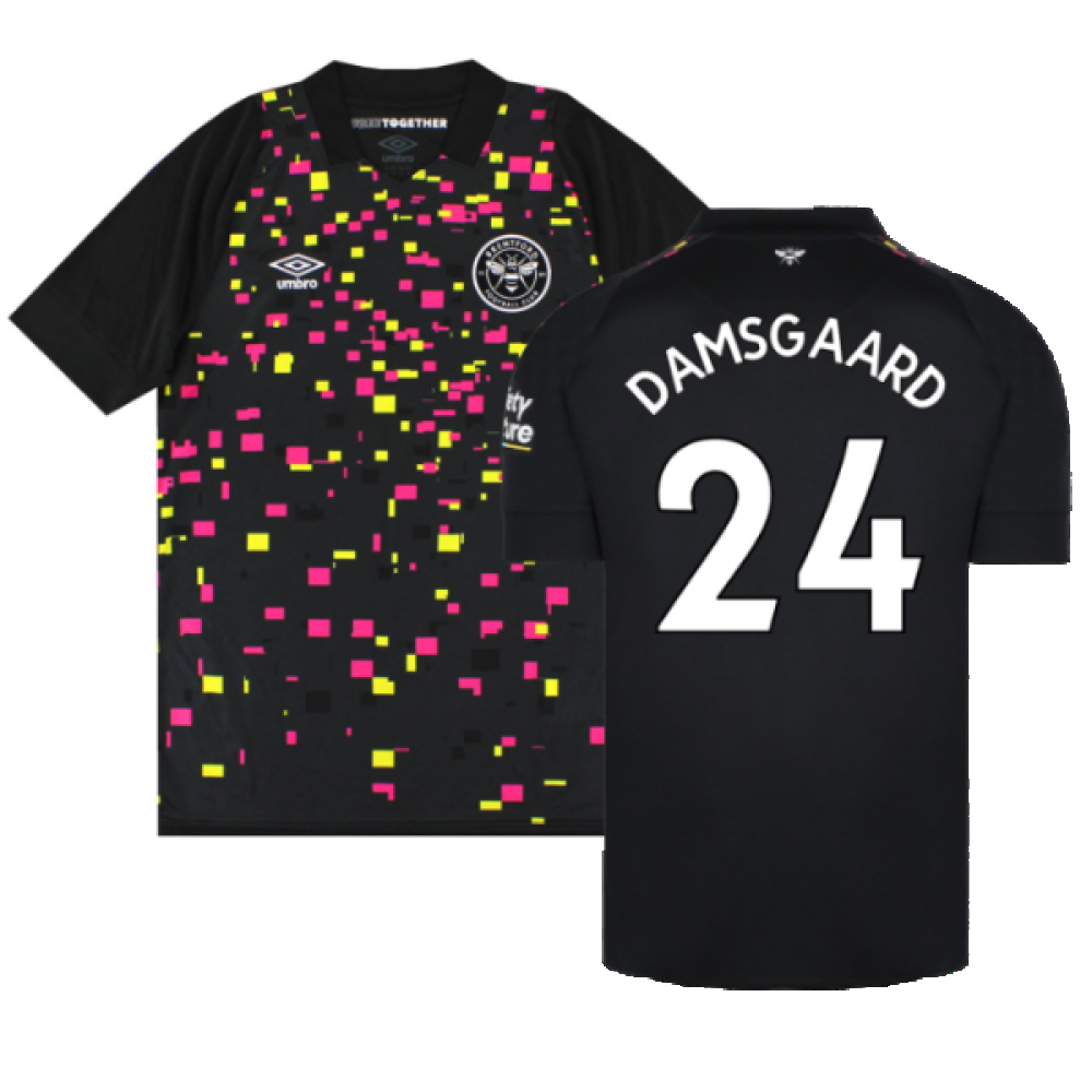 '22-'23 Brentford Third Shirt (Sponsorless) (S) (Excellent) (Damsgaard 24) Polyester Made By: Umbro Men's Black Small