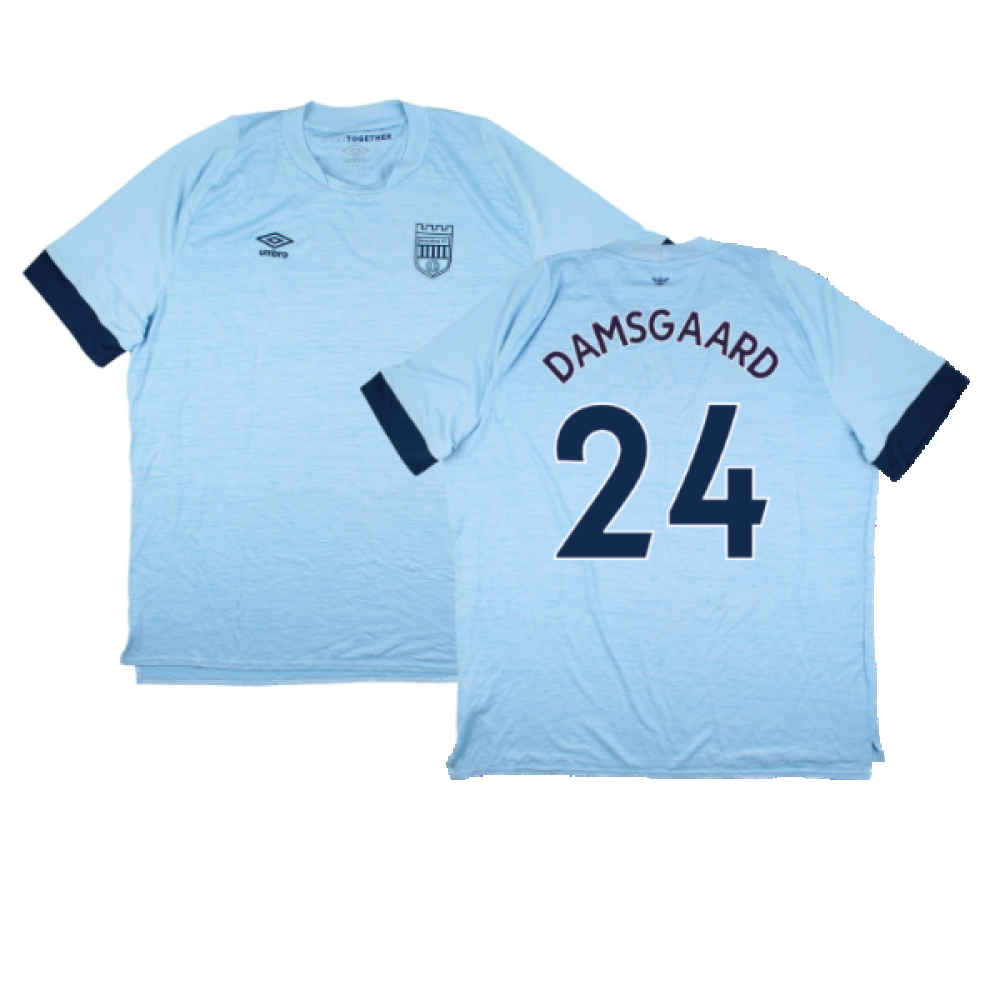 '22-'24 Brentford Away Shirt (Sponsorless) ) (Excellent) (Damsgaard 24) Polyester Made By: Umbro Men's Blue 3XL