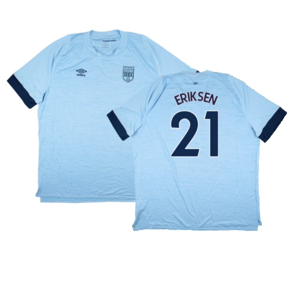 '22-'24 Brentford Away Shirt (Sponsorless) ) (Excellent) (Eriksen 21) Polyester Made By: Umbro Men's Blue 3XL