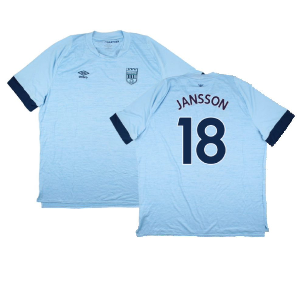 '22-'24 Brentford Away Shirt (Sponsorless) ) (Excellent) (Jansson 18) Polyester Made By: Umbro Men's Blue 3XL