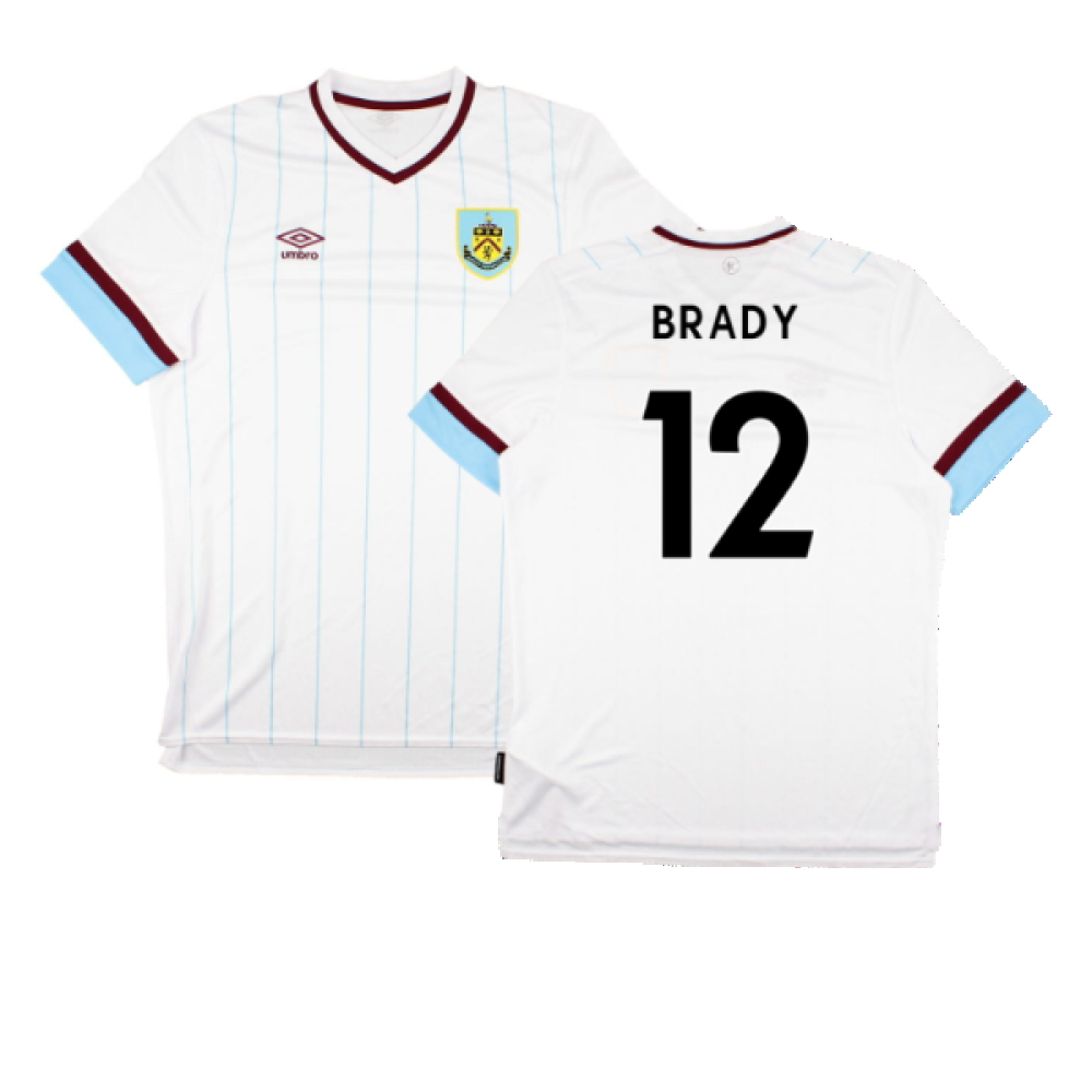 '21-'22 Burnley Away Shirt (Sponsorless) (S) (Excellent) (Brady 12) Polyester Made By: Umbro Men's White Small