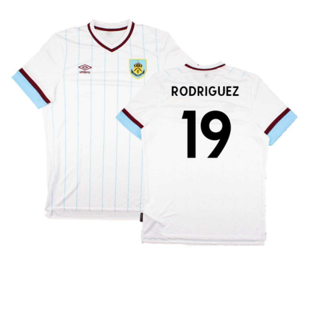 '21-'22 Burnley Away Shirt (Sponsorless) (S) (Excellent) (Rodriguez 19) Polyester Made By: Umbro Men's White Small