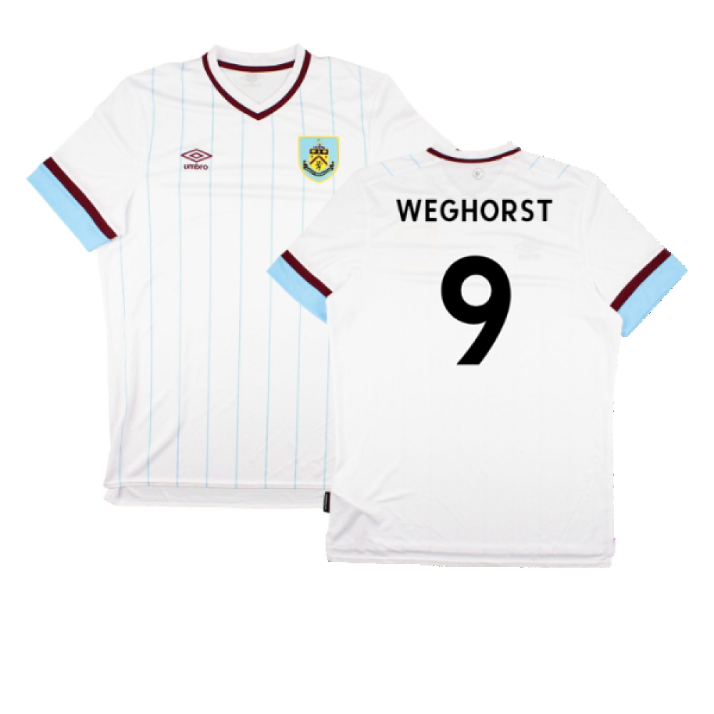 '21-'22 Burnley Away Shirt (Sponsorless) (S) (Excellent) (Weghorst 9) Polyester Made By: Umbro Men's White Small