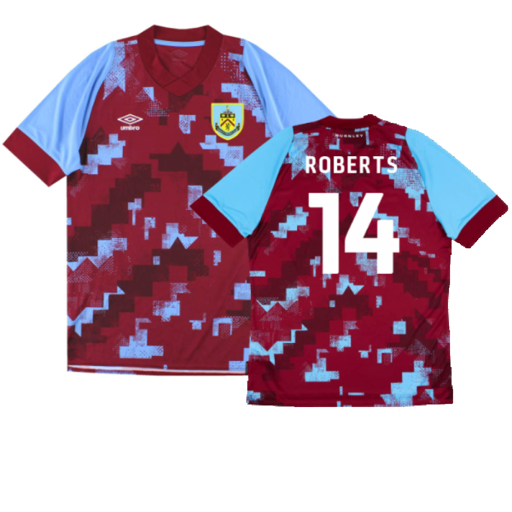 '22-'23 Burnley Home Shirt (L) (Mint) (Roberts 14) Polyester Made By: Umbro Men's Claret Large