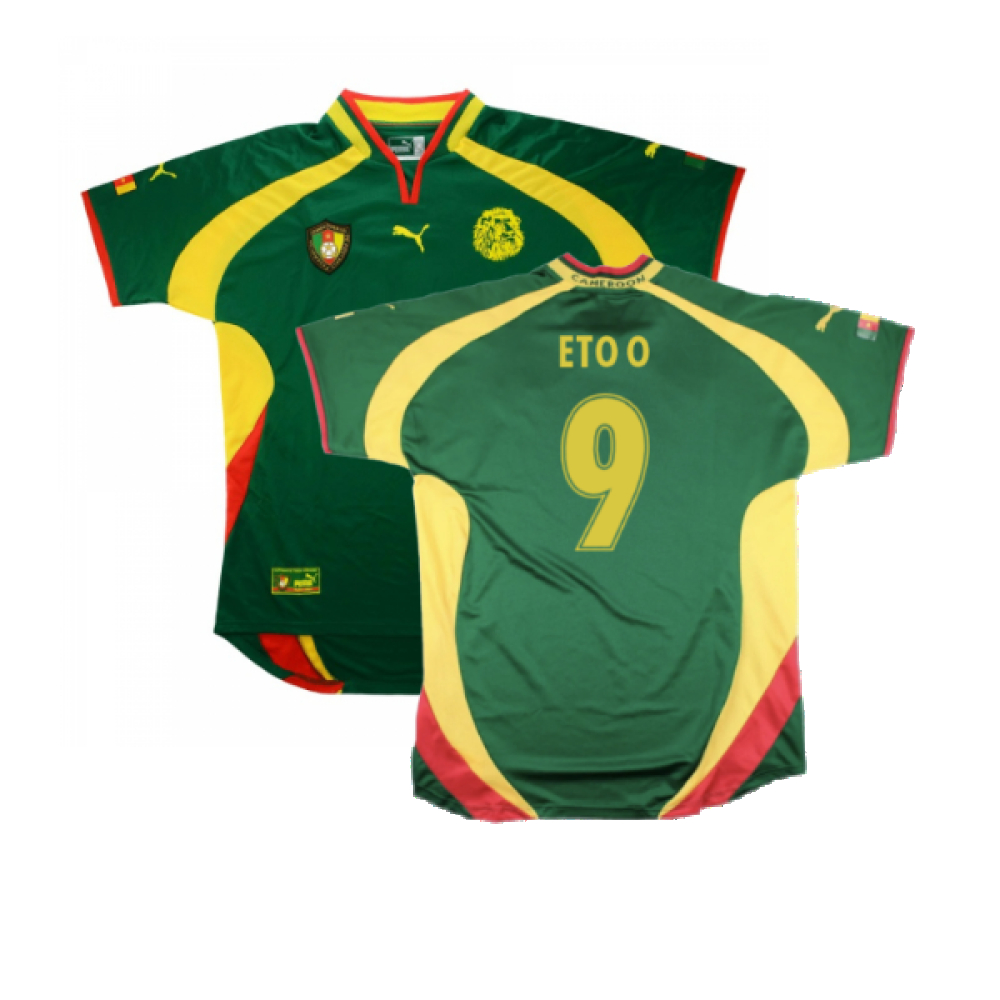 '00-'02 Cameroon Home Shirt ) (Very Good) (Eto O 9) Polyester Made By: Puma Men's Green Extra Large