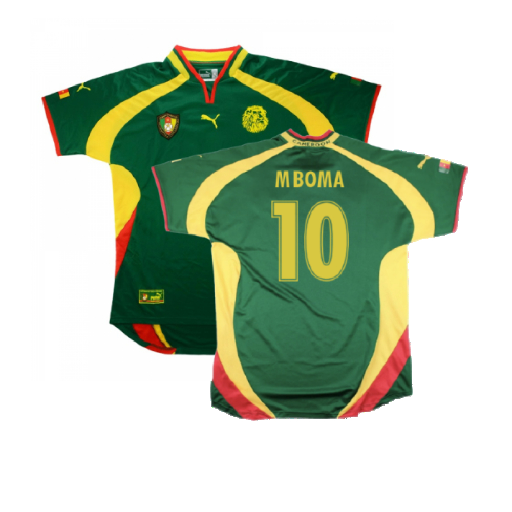 '00-'02 Cameroon Home Shirt ) (Very Good) (M Boma 10) Polyester Made By: Puma Men's Green Extra Large