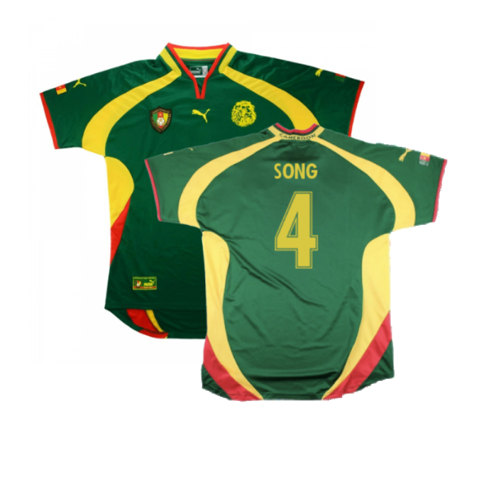 '00-'02 Cameroon Home Shirt ) (Very Good) (Song 4) Polyester Made By: Puma Men's Green Extra Large