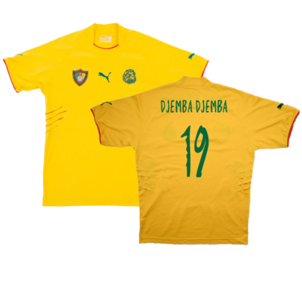 '04-'06 Cameroon Away Shirt (M) (Excellent) (Djemba Djemba 19) Polyester Made By: Puma Men's Yellow Medium