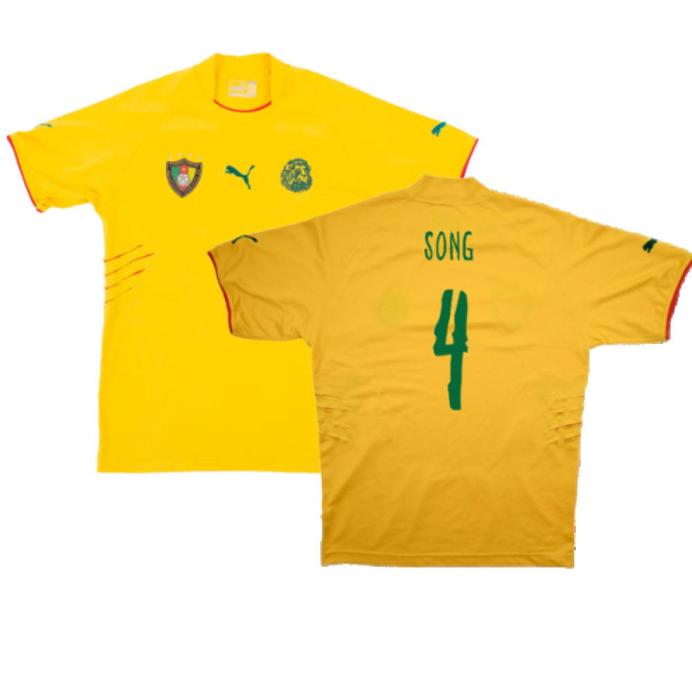 '04-'06 Cameroon Away Shirt (M) (Excellent) (Song 4) Polyester Made By: Puma Men's Yellow Medium