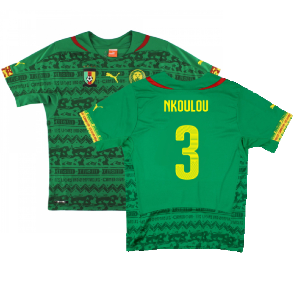 '14-'15 Cameroon Home Shirt (Excellent) (Nkoulou 3) Polyester Made By: Puma Men's Green Xxl