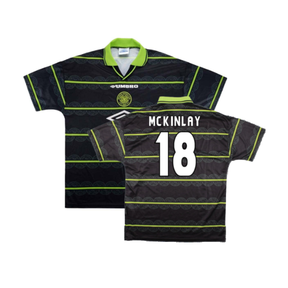 '98-'99 Celtic Away Shirt ) (Excellent) (Mckinlay 18) Polyester Made By: Umbro Men's Black Extra Large