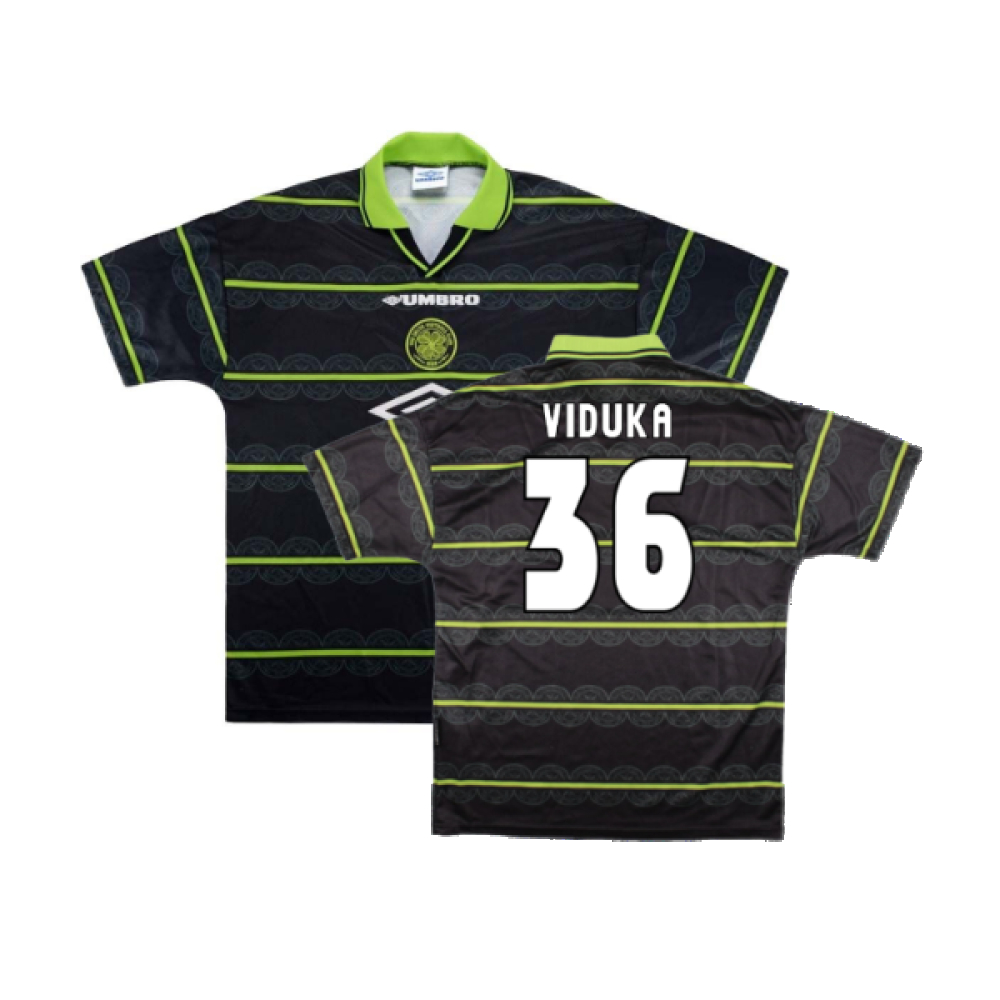 '98-'99 Celtic Away Shirt ) (Excellent) (Viduka 36) Polyester Made By: Umbro Men's Black Extra Large