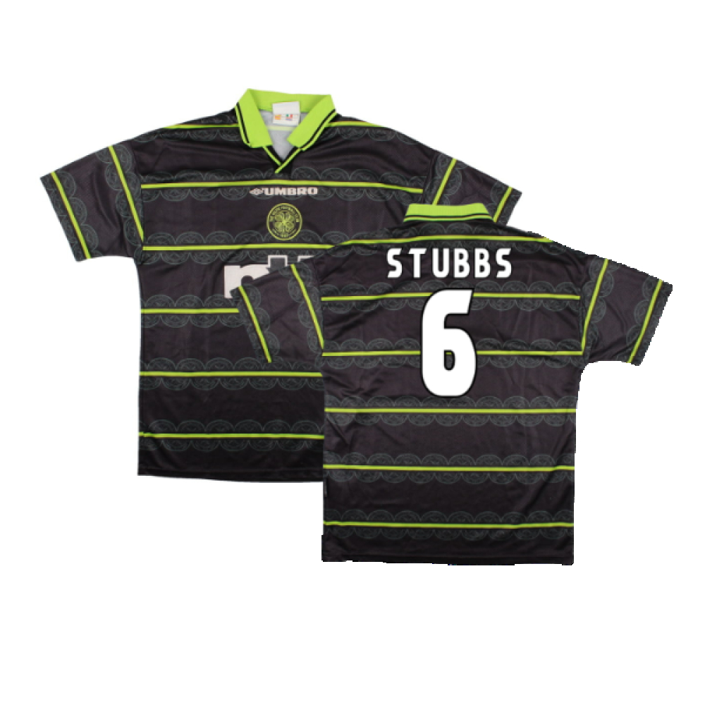 '99-'00 Celtic Away Shirt (L) (Excellent) (Stubbs 6) Polyester Made By: Umbro Men's Black Large