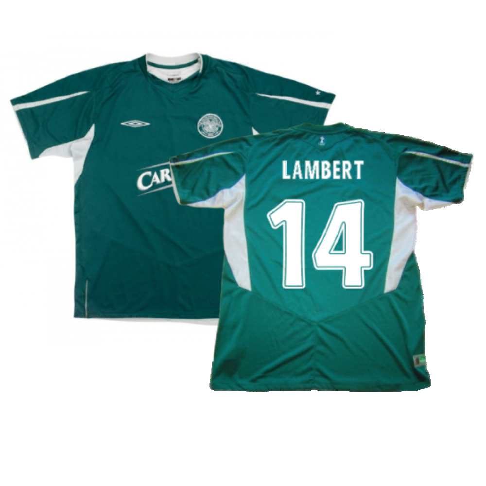 '04-'05 Celtic Away Shirt ) (Excellent) (Lambert 14) Polyester Made By: Umbro Men's Green Extra Large