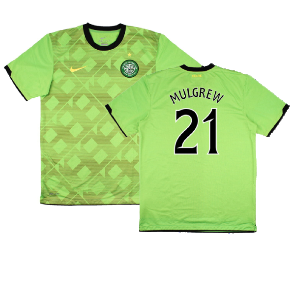 '10-'11 Celtic Away Shirt (Sponsorless) (M) (Very Good) (Mulgrew 21) Polyester Made By: Nike Men's Green Medium
