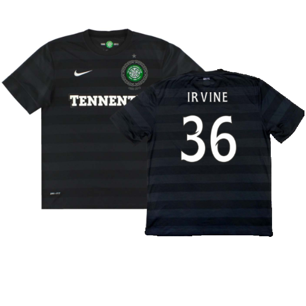 '12-'13 Celtic Away Shirt (Excellent) (Irvine 36) Polyester Made By: Nike Men's Black Medium