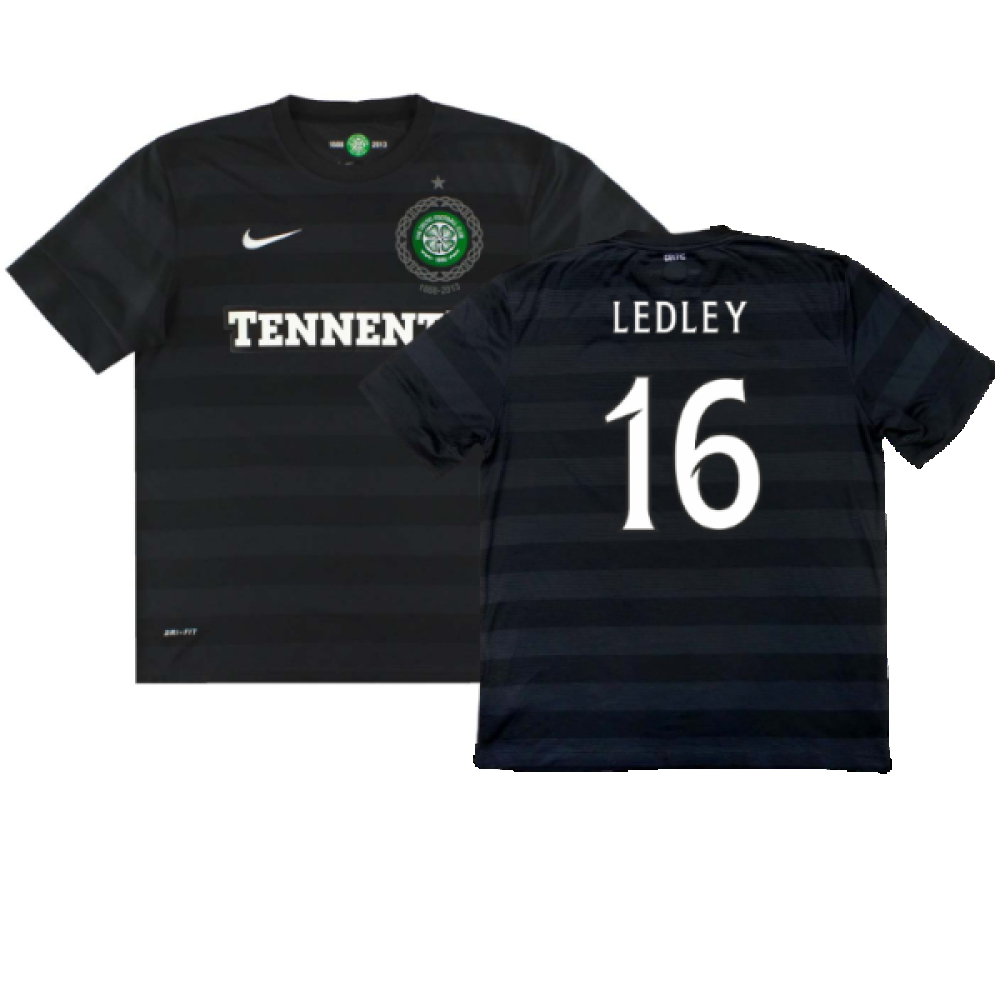 '12-'13 Celtic Away Shirt (Very Good) (Ledley 16) Polyester Made By: Nike Men's Black Medium