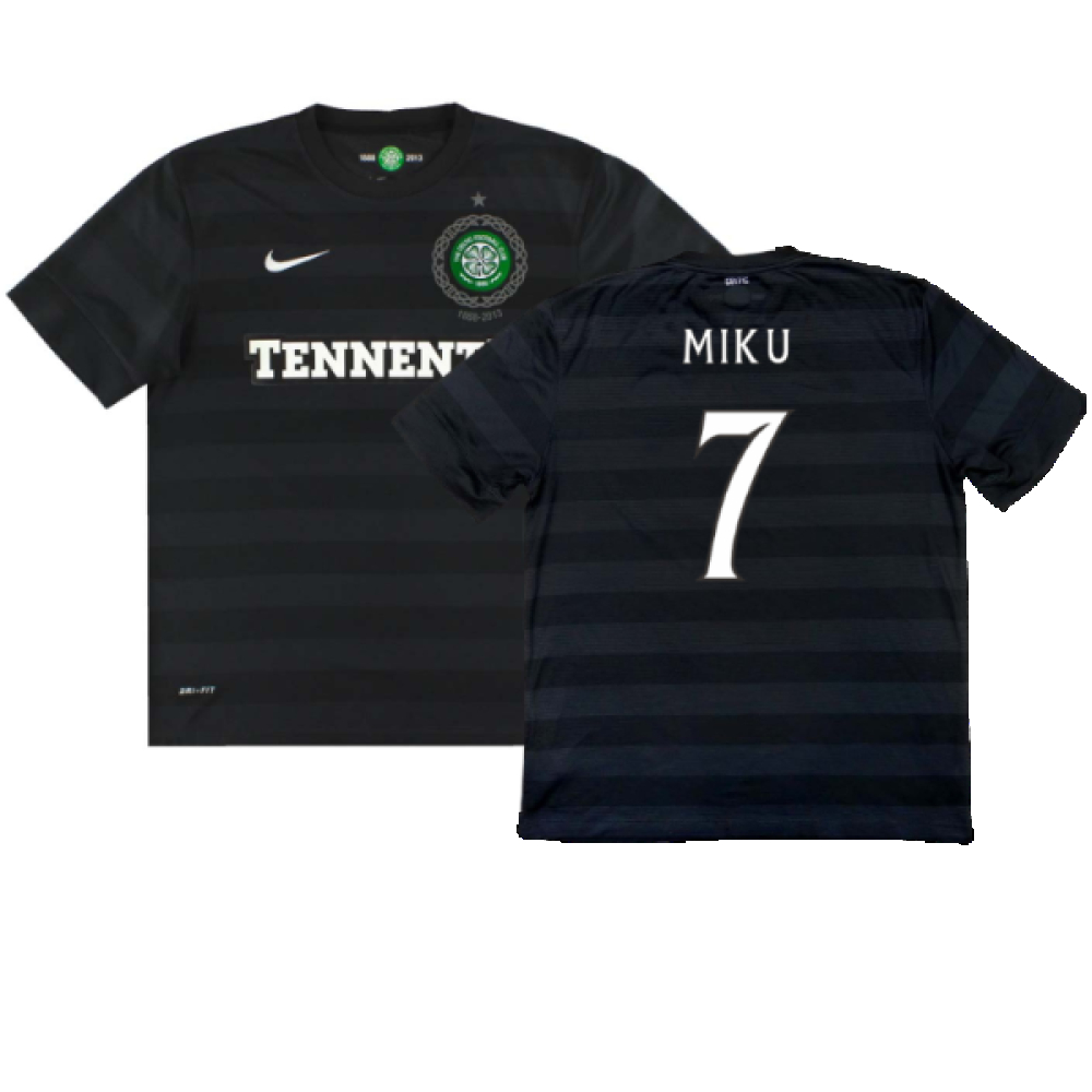 '12-'13 Celtic Away Shirt (Very Good) (Miku 7) Polyester Made By: Nike Men's Black Medium