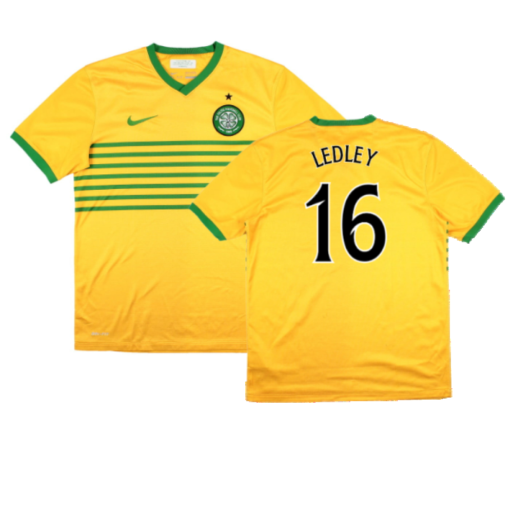 '13-'14 Celtic Away Shirt (Sponsorless) (M) (Very Good) (Ledley 16) Polyester Made By: Nike Men's Yellow Medium