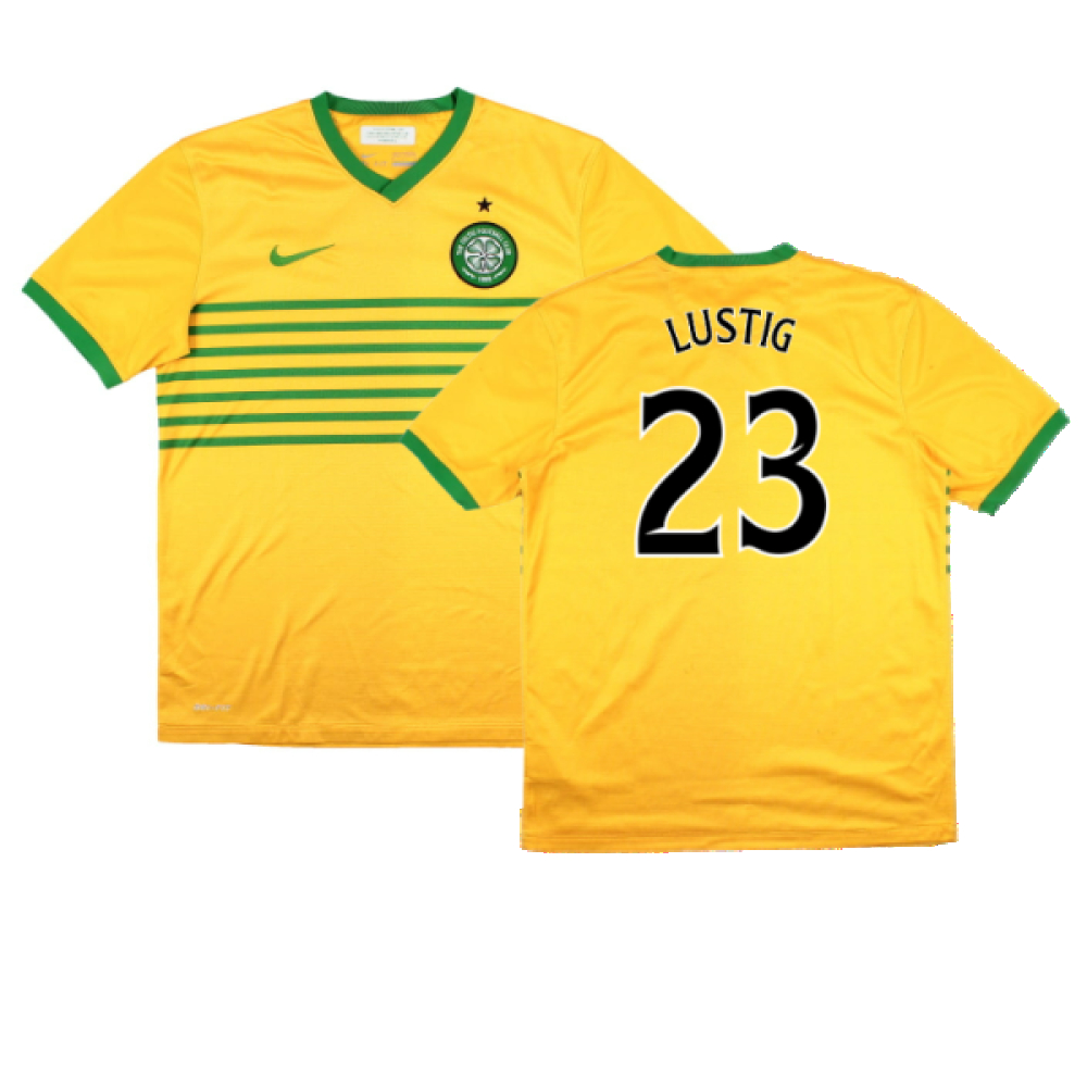 '13-'14 Celtic Away Shirt (Sponsorless) (M) (Very Good) (Lustig 23) Polyester Made By: Nike Men's Yellow Medium