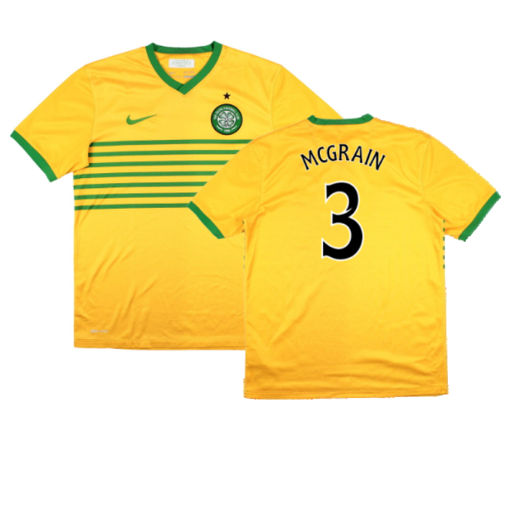 '13-'14 Celtic Away Shirt (Sponsorless) Boys) (Good) (Mcgrain 3) Kids Polyester Made By: Nike Unisex Kids Yellow Extra Large