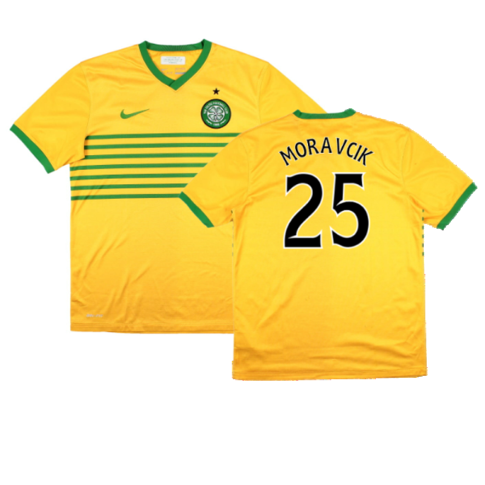 '13-'14 Celtic Away Shirt (Sponsorless) (M) (Very Good) (Moravcik 25) Polyester Made By: Nike Men's Yellow Medium