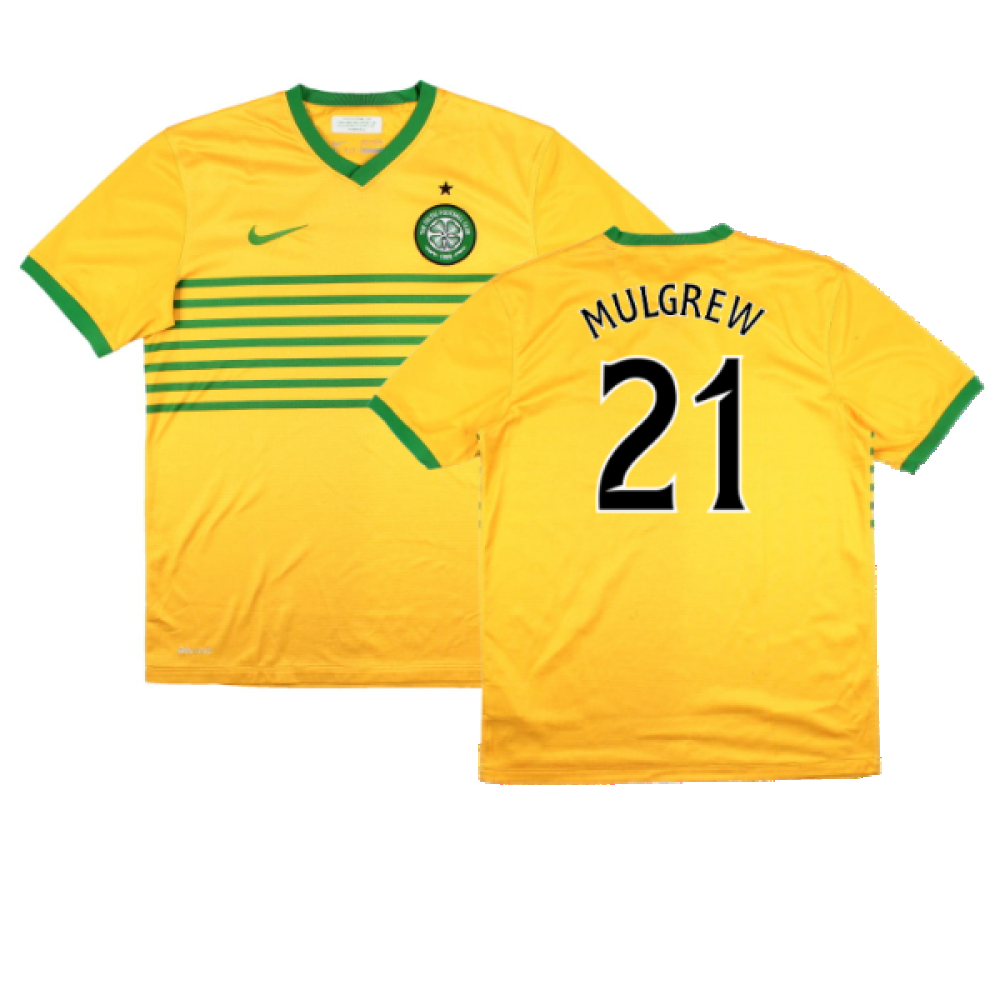 '13-'14 Celtic Away Shirt (Sponsorless) (M) (Very Good) (Mulgrew 21) Polyester Made By: Nike Men's Yellow Medium
