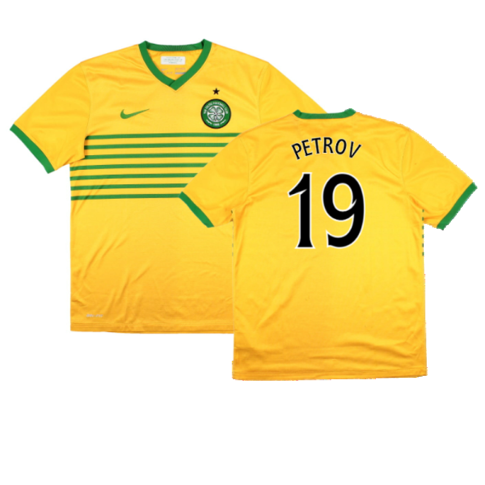 '13-'14 Celtic Away Shirt (Sponsorless) Boys) (Good) (Petrov 19) Kids Polyester Made By: Nike Unisex Kids Yellow Extra Large