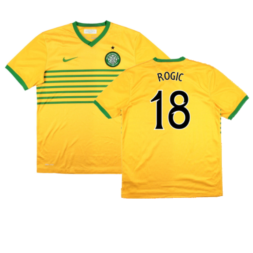 '13-'14 Celtic Away Shirt (Sponsorless) Boys) (Good) (Rogic 18) Kids Polyester Made By: Nike Unisex Kids Yellow Extra Large