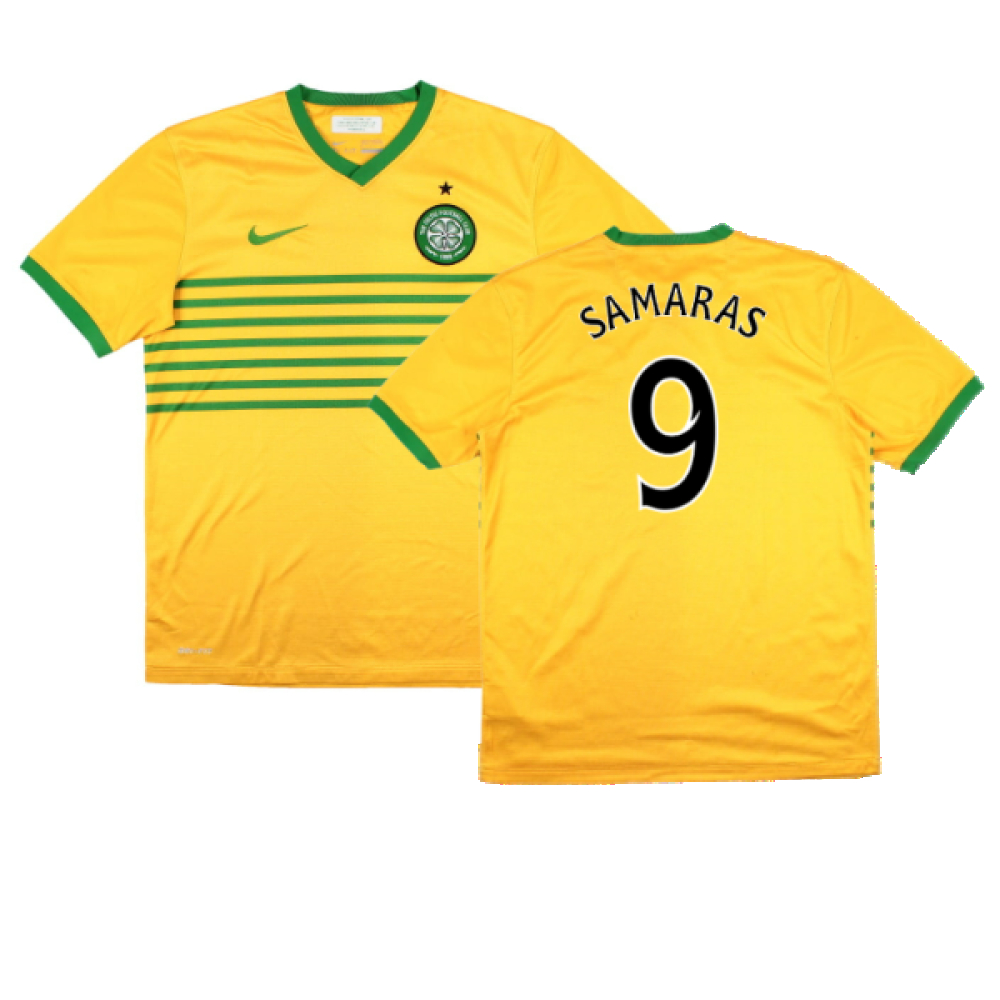 '13-'14 Celtic Away Shirt (Sponsorless) (M) (Very Good) (Samaras 9) Polyester Made By: Nike Men's Yellow Medium