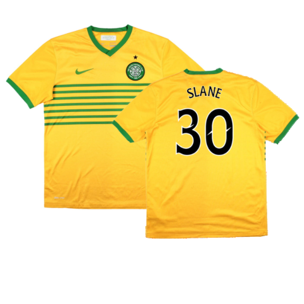 '13-'14 Celtic Away Shirt (Sponsorless) Boys) (Good) (Slane 30) Kids Polyester Made By: Nike Unisex Kids Yellow Extra Large